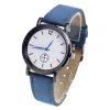 A simple quartz watch for men with a blue strap and a genuine leather strap, water-resistant to 30 meters Item Picture
